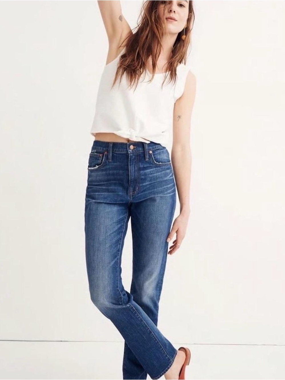 Madewell High-Rise Straight Jeans in Medium Blue Wash